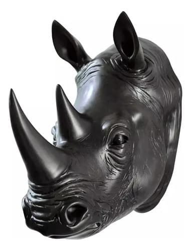 Cabeza Decorativa Rhinoceronte - A Pedido_exkarg Negro