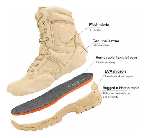 Botas Tacticas Army Military Leather - A Pedido_exkarg Negro 16 4