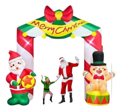Papa Noel Inflable Arco Gingerbread - A Pedido_exkarg Rojo
