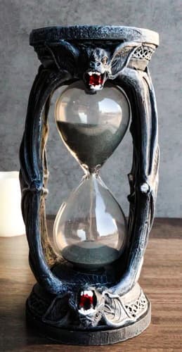 Figura De Reloj De Arena Gótico Reversible - A Pedido Gris Oscuro / Negro Con Detalles Rojos