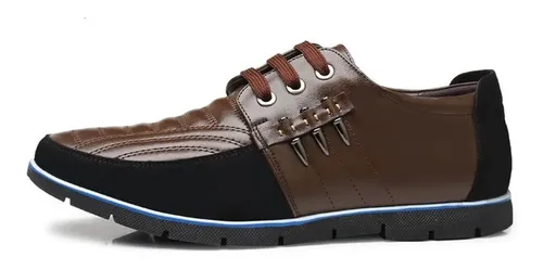 Zapatos De Cuero Genuine Leather Splicing - A Pedido_exkarg Marrón 40 Ar 9