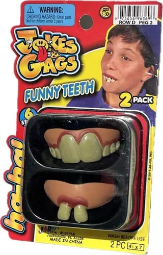 2 Divertidos Dientes De Broma Nerd Falso - A Pedido_exkarg Blanco 2