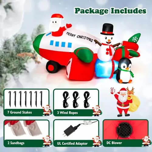 Papa Noel Inflable Avion + Pinguino - A Pedido_exkarg Blanco 3