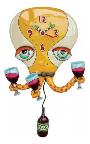 Reloj De Pared Allen Design Happy Octopus - A Pedido_exkarg Amarillo