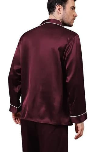 Pijama Saten Hombre - A Pedido_exkarg Bordó S M L 2
