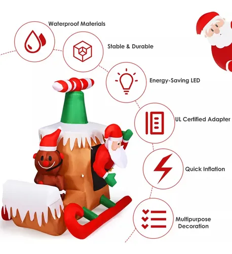 Papa Noel Inflable Airplane Blow Up - A Pedido_exkarg Rojo 2