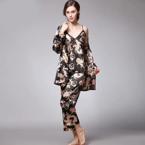 Pijama Mujer 3 Piezas Saten - A Pedido_exkarg Rojo S 4