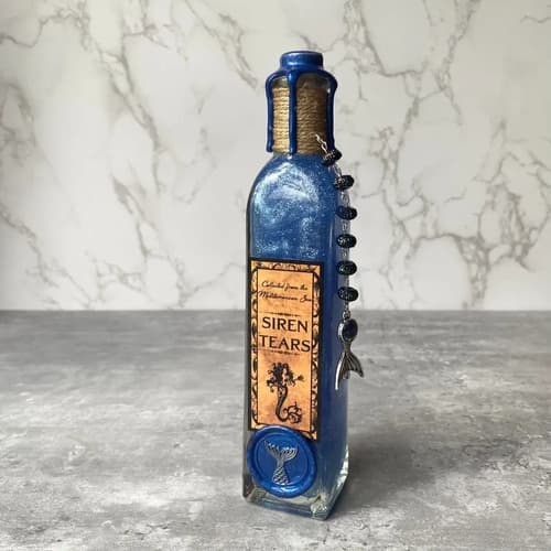 Botella Decorativa Lagrima De Sirenas - A Pedido Azul