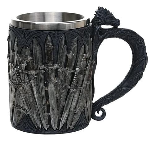 Taza De Cafe Dragon Swords Medieval - A Pedido_exkarg Gris