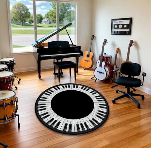 Alfombra Round Piano Keys Rug - A Pedido_exkarg 60 Cm 2