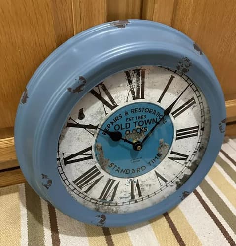 Reloj De Pared Old Town Repairs - A Pedido_exkarg Azul 3
