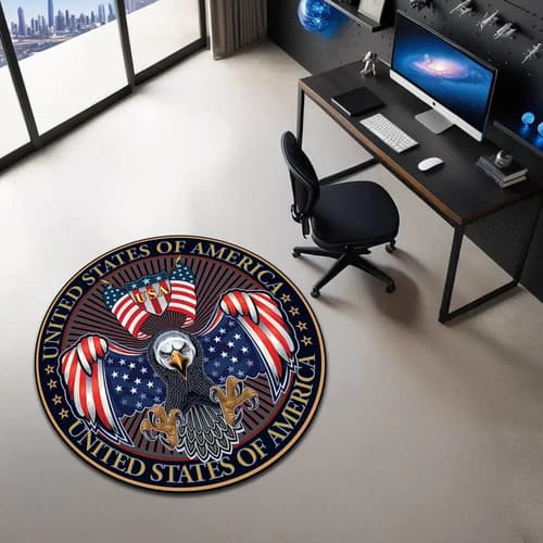 Alfombra Redonda Usa President Seal - A Pedido_exkarg 60 Cm 3
