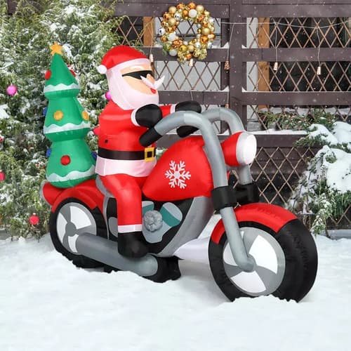 Papa Noel Inflable En Moto + Arbol - A Pedido_exkarg Rojo 4