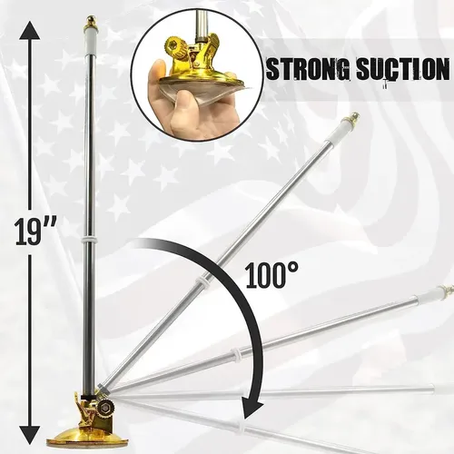 Soporte Para Bandera Con Ventosa  Para Auto - A Pedido Cromado 2