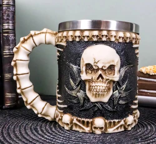 Taza De Cafe  Evil Grinning Tribal Skull - A Pedido_exkarg Negro 6