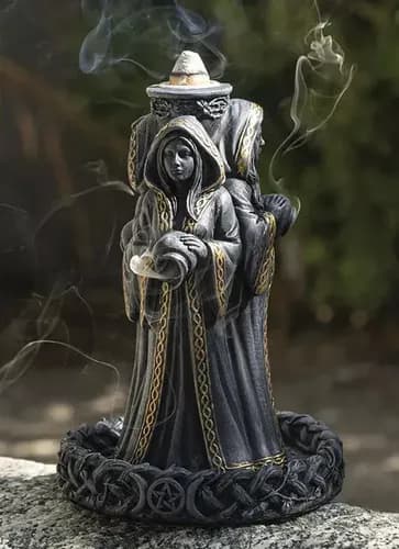 Porta Incienso Wicca Luna Diosa Doncella  - A Pedido_exkarg Negro 4