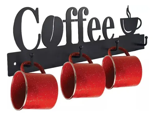 Soporte De Pared Para Tazas De Café - A Pedido_exkarg Negro