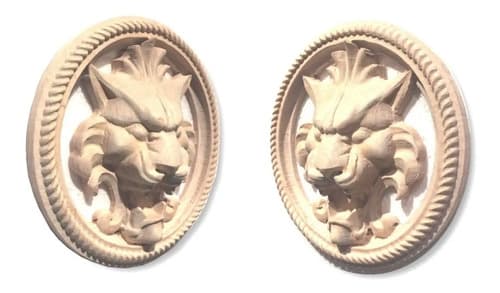 Escultura Hand Carved Lion Head - A Pedido_exkarg Marrón 4