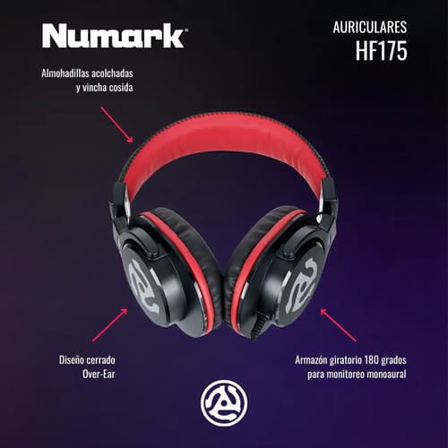 Auriculares Numark Hf175 Profesionales Dj Monitoreo Color Negro 2