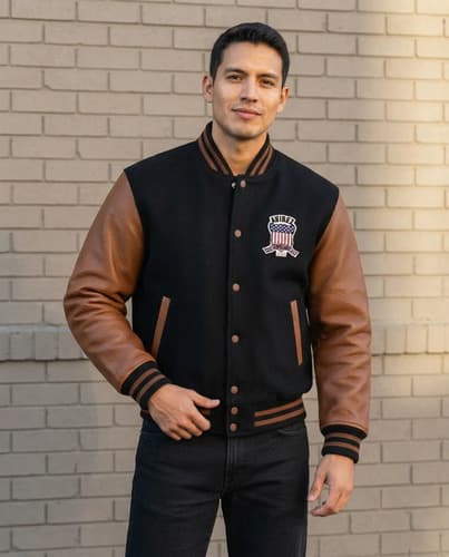 Campera Mens Avirex Varsity Bomber Solid - A Pedido Negro 38