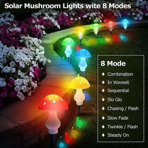 Luz De Jardin Solar Hongos - A Pedido_exkarg Azul 4