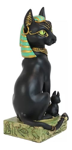Estatua Egyptian Goddess Sitting Cat - A Pedido_exkarg Negro 2