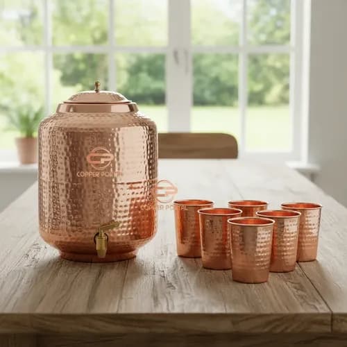Juego Jarra Dispensadora De Cobre + Vasos - A Pedido Cobre