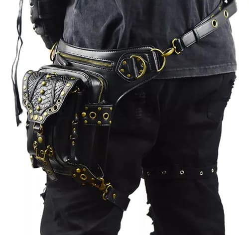 Riñonera Steampunk Purse Motorcycle - A Pedido_exkarg Negro X 3