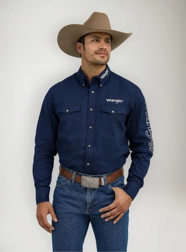 Camisa Hombre Wrangler Logo - A Pedido_exkarg Azul M