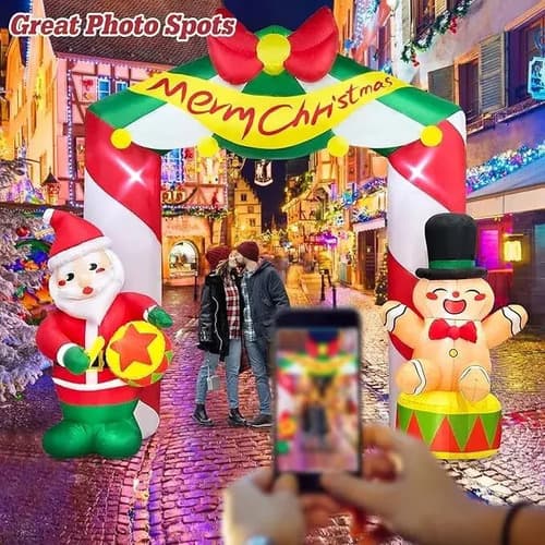 Papa Noel Inflable Arco Gingerbread - A Pedido_exkarg Rojo 3