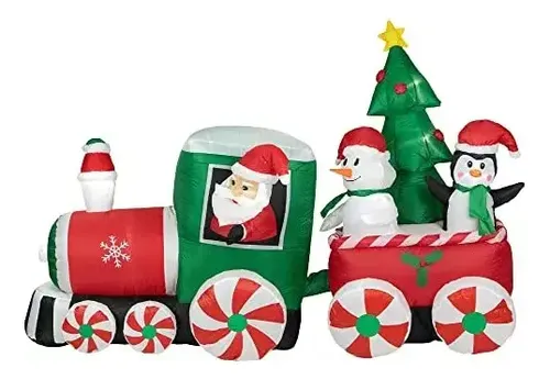 Papa Noel Inflable En Tren - A Pedido_exkarg Rojo 2