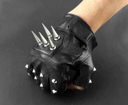 Guantes Sin Dedos Para Hombre Cuero Punk - A Pedido_exkarg Negro 4