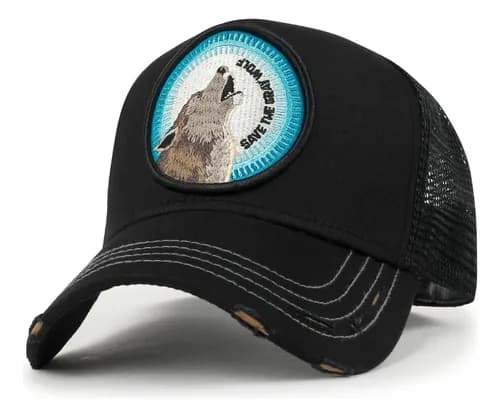 Gorra Ililily Premium Endangered Gray Wolf - A Pedido_exkarg Negro Adulto Ajustable