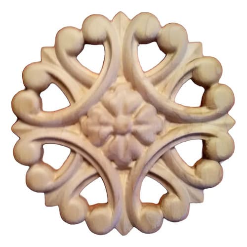 Escultura Hardwood Applique Rosette - A Pedido_exkarg Marrón