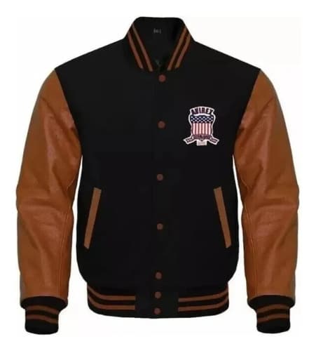Campera Mens Avirex Varsity Bomber Solid - A Pedido Negro 38