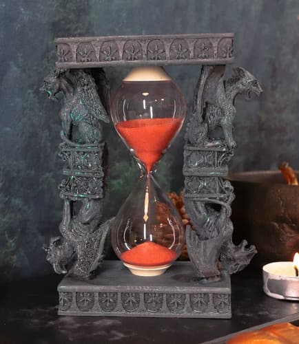 Reloj De Arena Ebros Gothic Winged Stoic - A Pedido Verde Y Rojo 6
