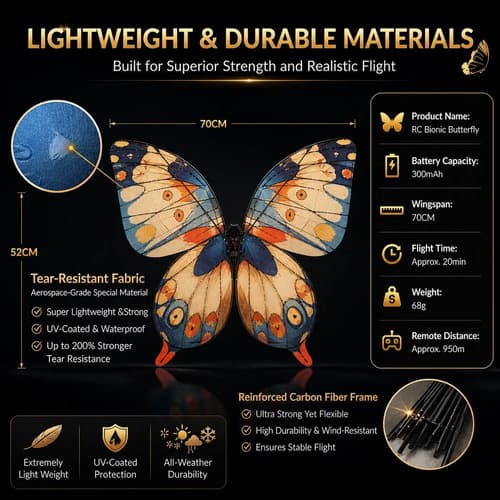 Mariposa Voladora Control Remoto Con Luz Led - A Pedido Azul 4