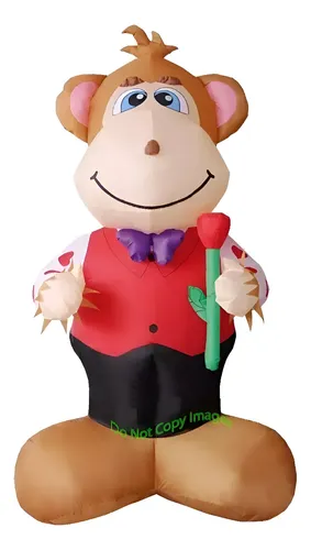 Inflable San Valentin Monkey Holding Rose - A Pedido_exkarg Rojo