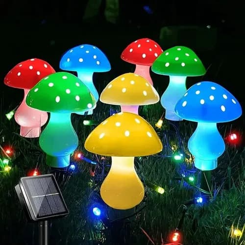 Luz De Jardin Solar Hongos - A Pedido_exkarg Azul 7