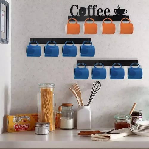 Soporte De Pared Para Tazas De Café - A Pedido_exkarg Negro 2