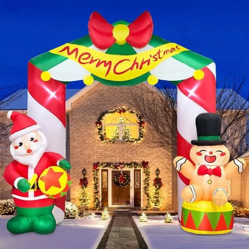 Papa Noel Inflable Arco Gingerbread - A Pedido_exkarg Rojo 5