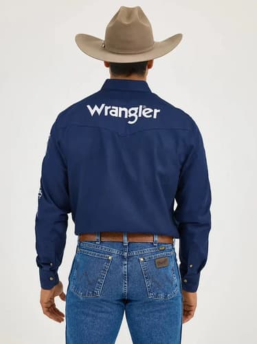 Camisa Hombre Wrangler Logo - A Pedido_exkarg Azul M 3