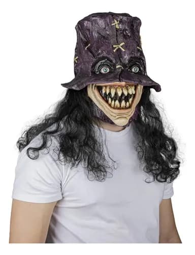 Máscara Vudú Sacerdote Pelo Largo Ghoulish Creepy Halloween Violeta 2