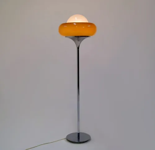 Lámpara De Pie Estilo Guzzini Bud, Estilo Bauhaus - A Pedido Naranja