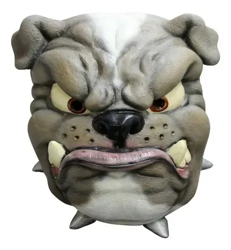 Máscara De Perro Bulldog Difraz Animales Halloween Mascotas Gris