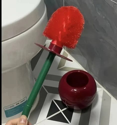 Juego De Escobilla De Baño De Cereza - A Pedido_exkarg Rojo 3