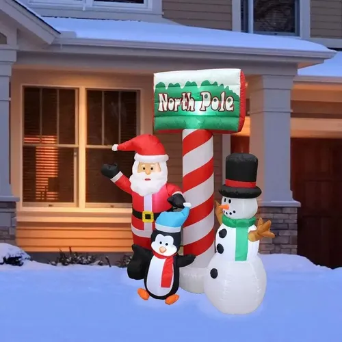Papa Noel Inflable En Tren - A Pedido_exkarg Rojo 4