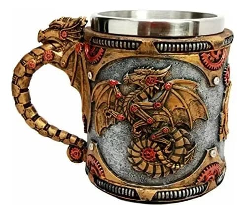 Taza De Cafe Golden Steampunk Cyborg - A Pedido_exkarg Dorado 3