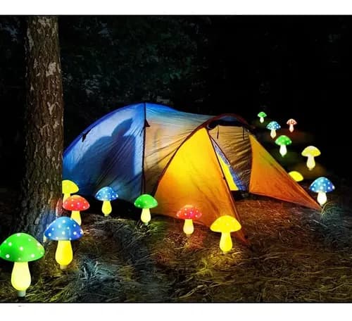 Luz De Jardin Solar Hongos - A Pedido_exkarg Azul 2