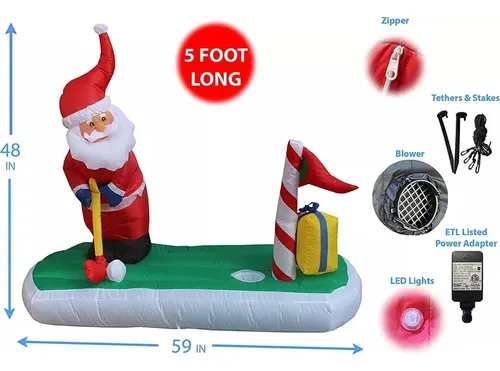 Papa Noel Inflable Golf - A Pedido_exkarg Rojo 2